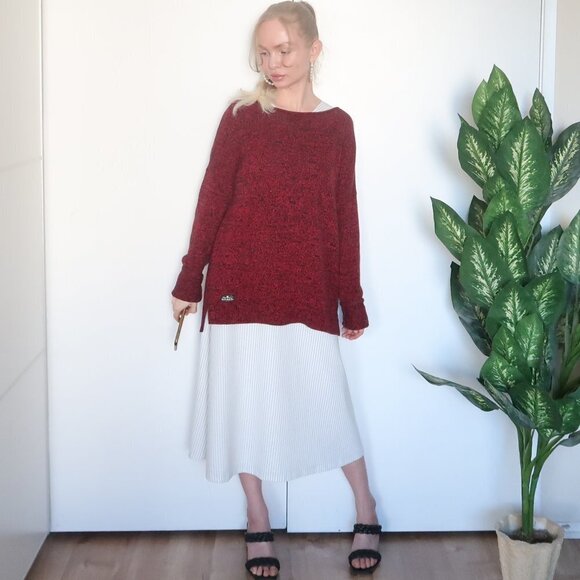 Ralph Lauren Jeans Burgundy & Black Boat Neck Long Sleeve Pullover Sweater Sz. M - Picture 11 of 16